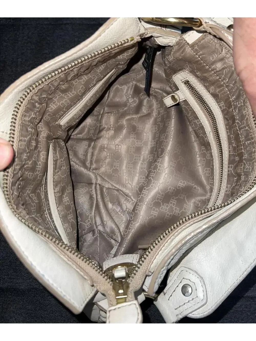 Banana Republic Fall 2008 Ivory Cream Genuine Leather Braided Strap Hobo Bag